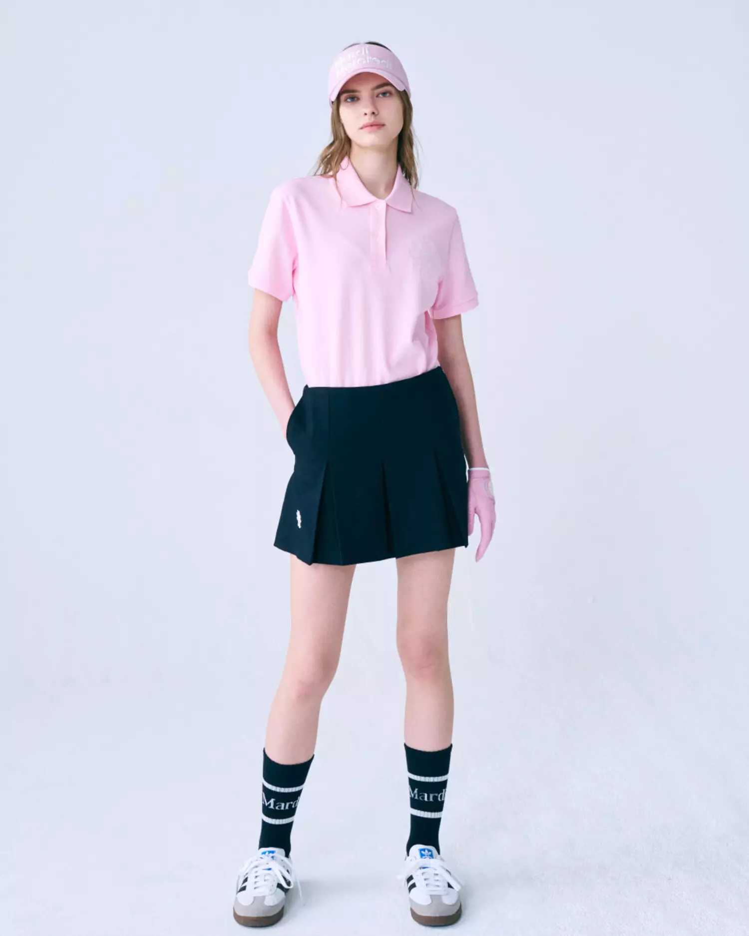 PLEATS MINI SKIRT EMOJI NEEDLEWORK NAVY IVORY