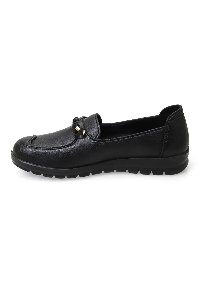 Flat Loafers Sepatu Kerja Wanita Casual Fashion High Quality - Black