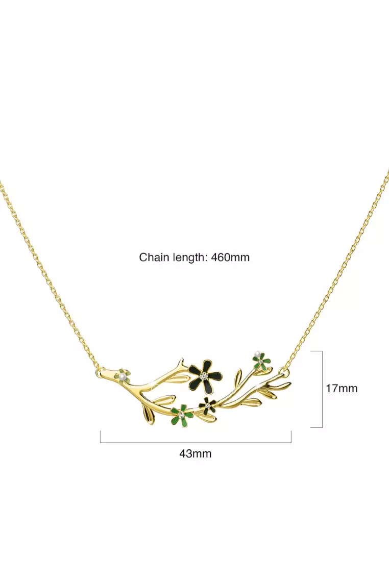 Petalia Olive Green Necklace Featured SWAROVSKI® Crystals in Gold