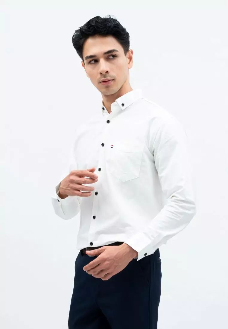 Houseofcuff Kemeja Lengan Panjang Pria Formal Slim Fit Putih