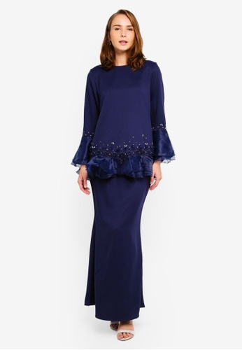 Kurung Modern Pendek From Gene Martino In Blue Baju Kurung Moden Baju Kurung Moden