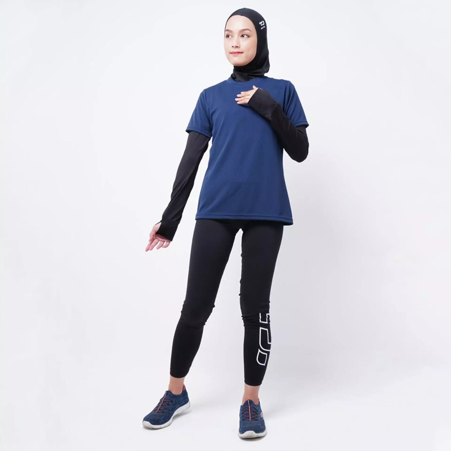 LSB33 S/S Kaos Olahraga Wanita Lds Sport Polos Navy Td Active