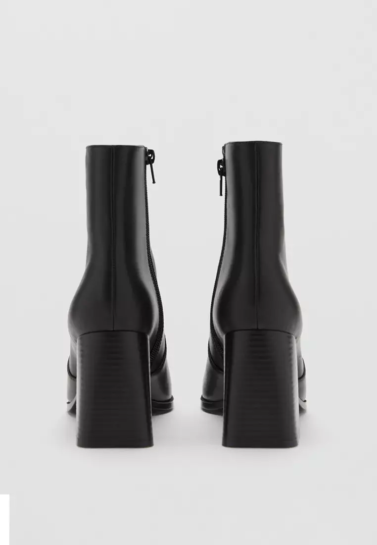 Mango Leather Ankle Boots Leather Pointed Ankle Boots Black