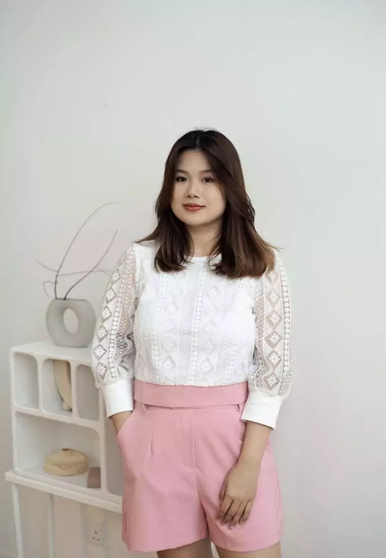 COTTON BLEND JUMPSUIT WITH LACE DETAILS