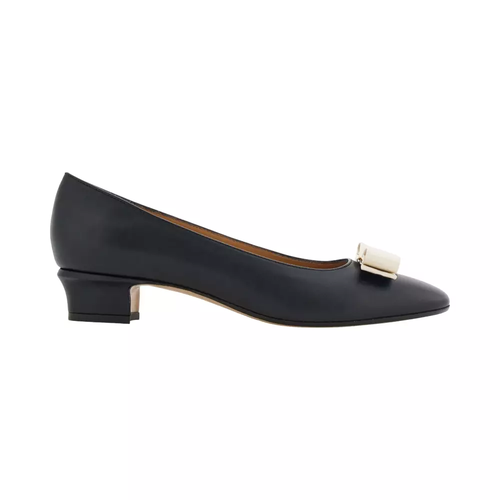 Vara Bow Block Heel Pump Black / Mascarpone