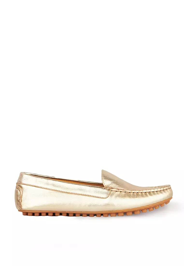 Sepatu Casual Wanita Loafer Moccasin Gino Mariani Evelyn Gold