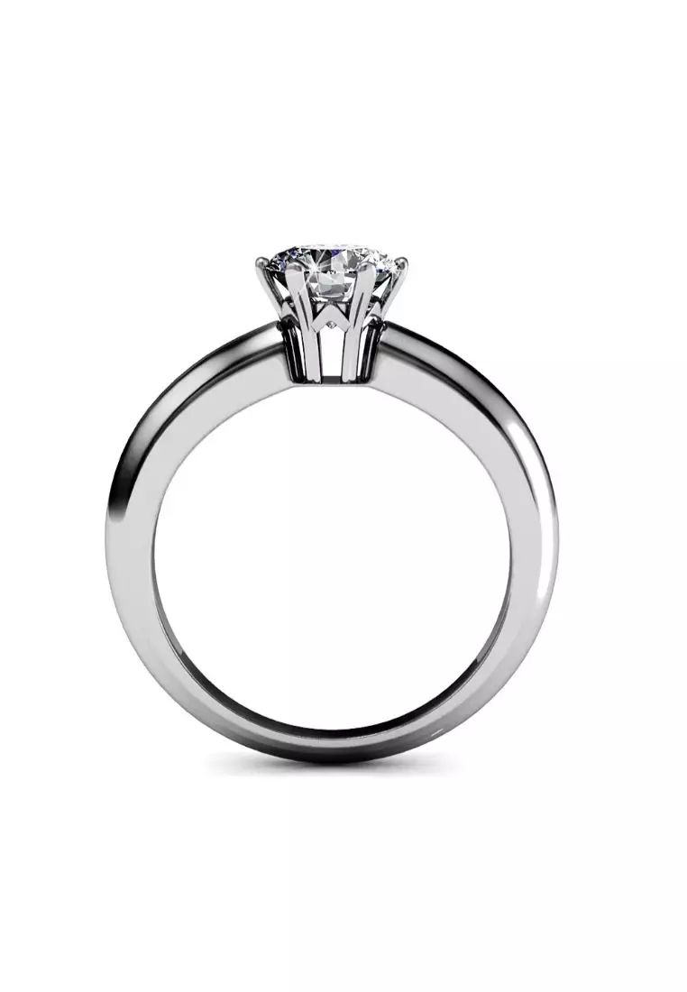 Jewel In The Palace Solitaire Ring in White Gold Embellished with Swarovski crystals