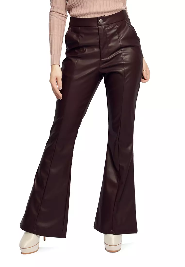 Buy Womens Brown Stretch Bootleg Trousers
