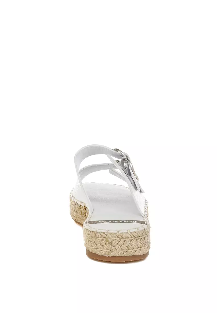 Sepatu Espadrilles Ujung Persegi Kulit Asli Lembut Warna Putih