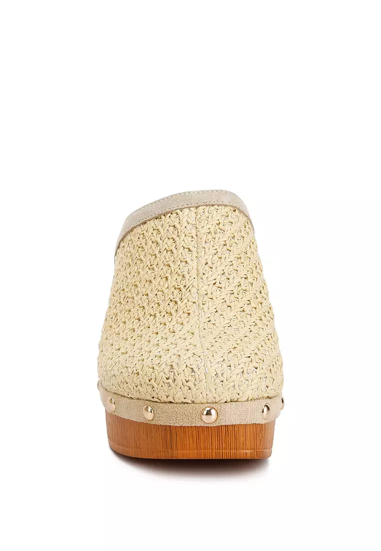 Marengo Raffia Wooden Clogs