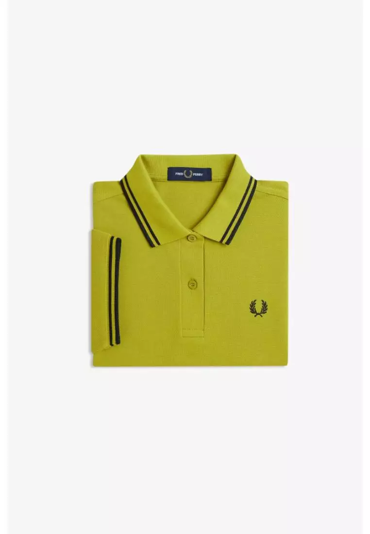Fred Perry G3600 Twin Tipped Fred Perry Shirt (Tennis Ball Yellow / Metallic Black)