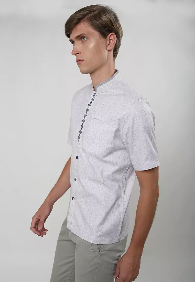 LGS - Baju Koko Pria - Lengan Pendek - Motif Serat - JSH.385.S1125KF.361.C