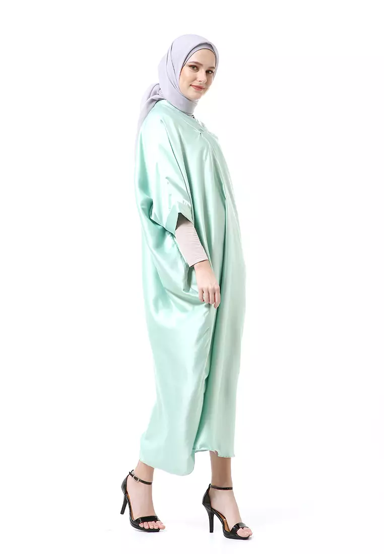 Kahitna Kaftan Pakaian Muslimah Premium Motif Polos High Quality - Mint