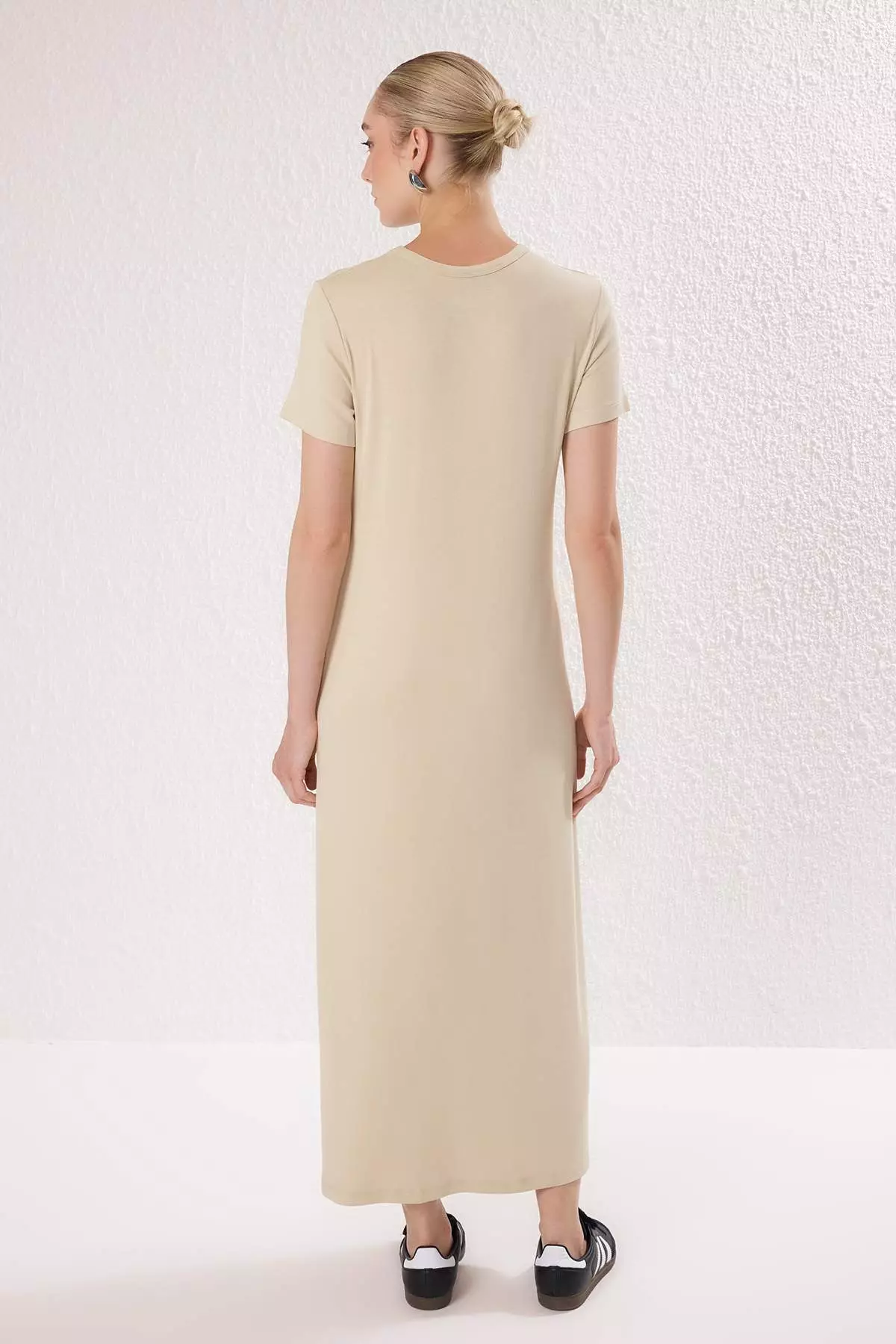 Beige Knitted Dress Tctss25Eb00154