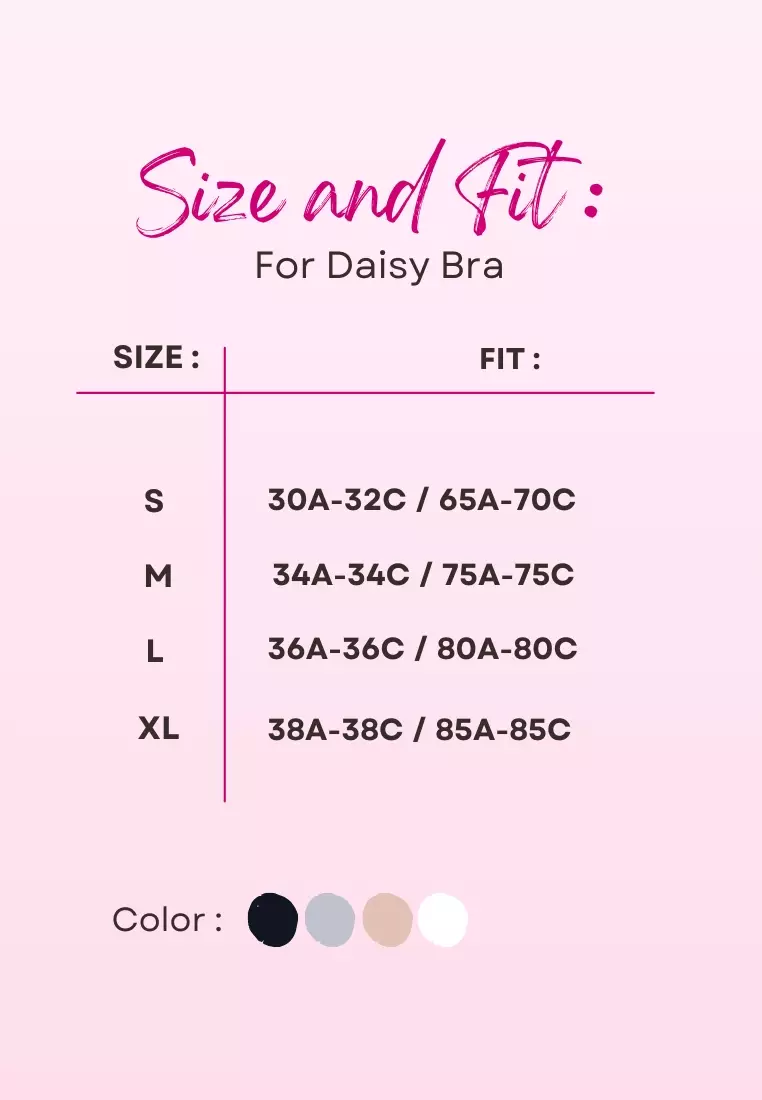 2 Pack Daisy Seamless Wireless Paded Push Up Bra Bundle - Pink, Blue