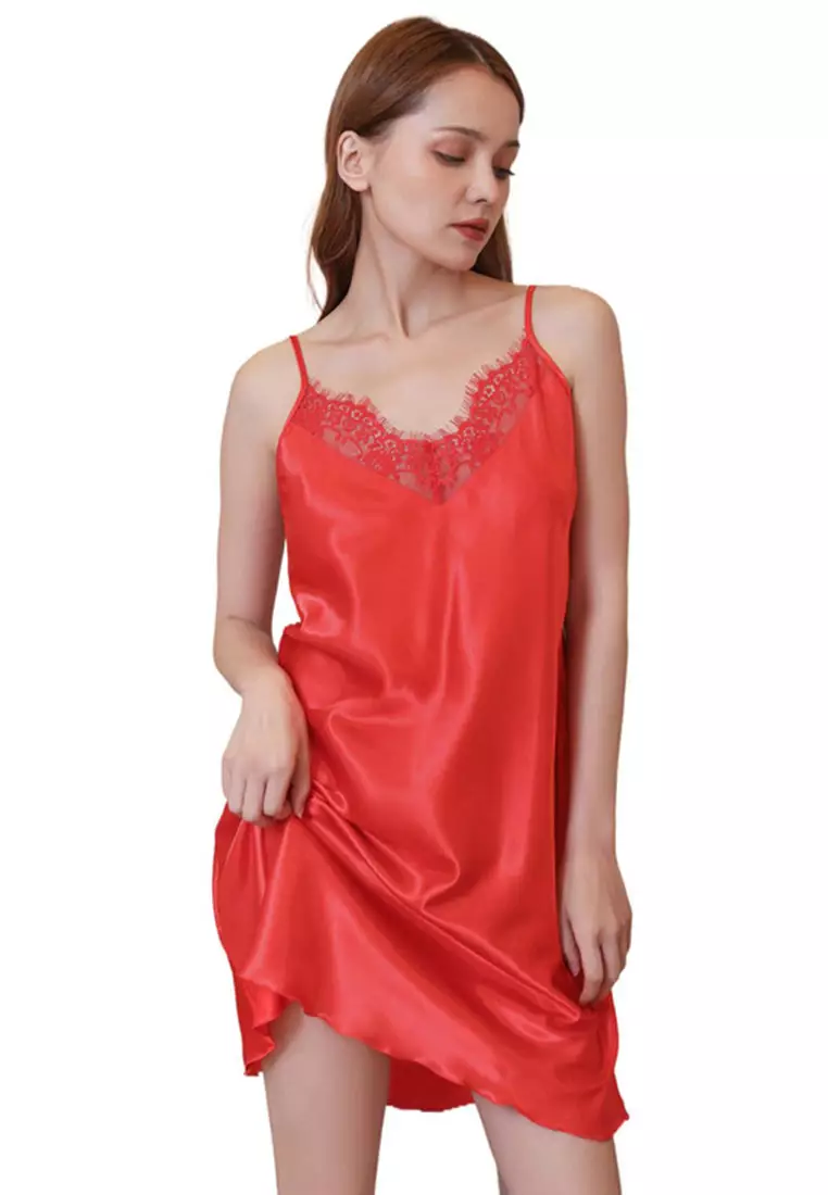 Buy LYCKA LKG3022 Lady Sexy Lace Sleepwear Two Pieces Set Beige in