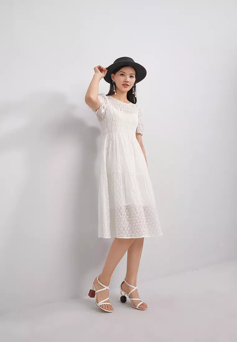 Round Neck Textured Midi Dress