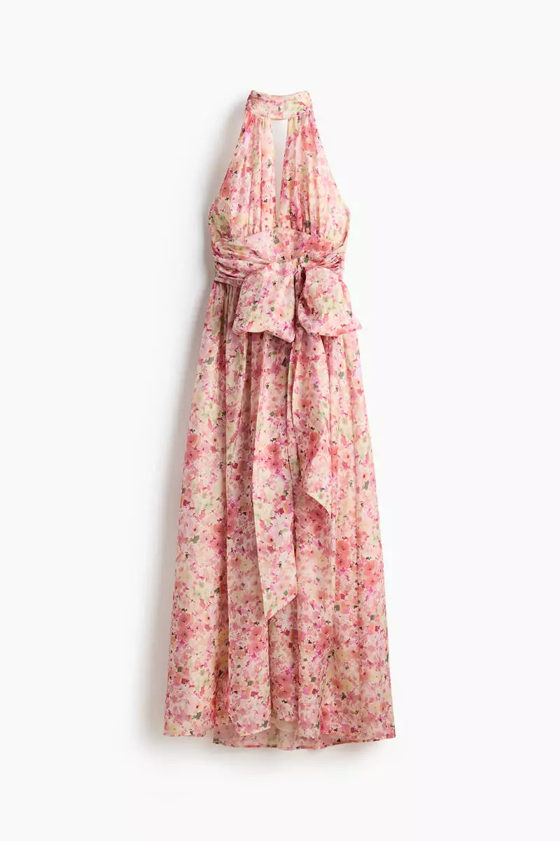 Tie-detail halterneck dress