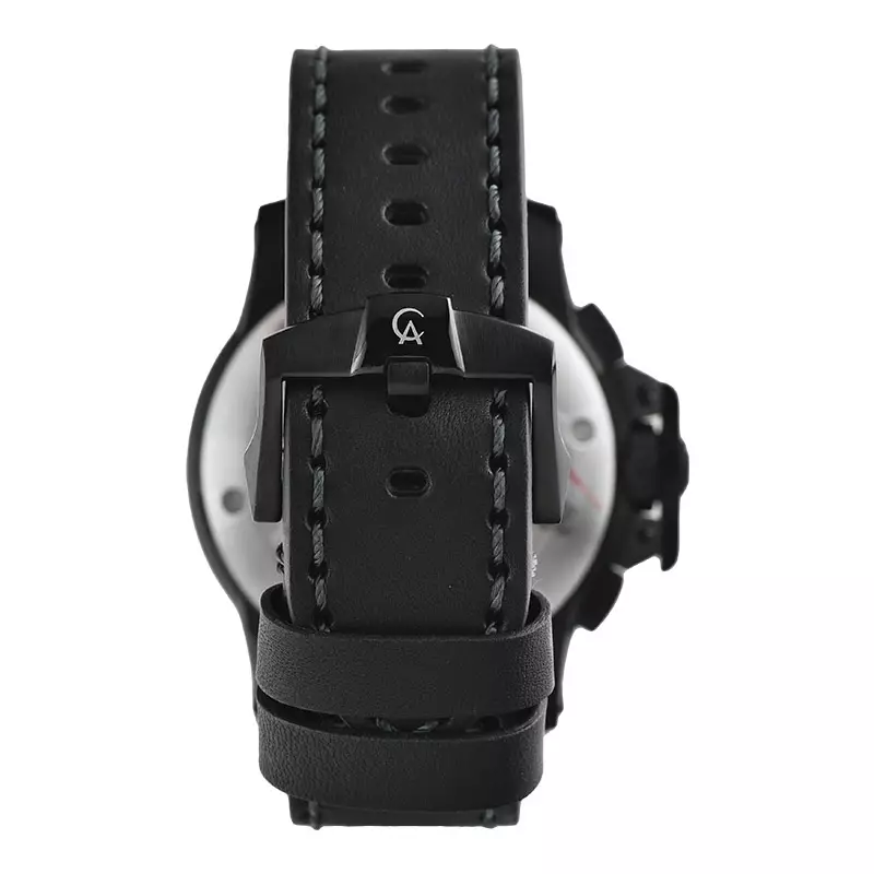 Jam Tangan Pria Alexandre Christie Chronograph AC 6295 MC LIPBAIVBA Men Black Dial Black Leather Strap