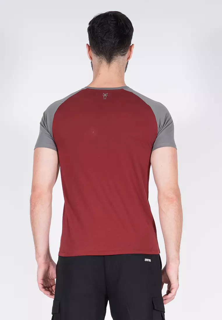 Amnig Men Raglan T Shirt with Pocket (Red Rio)