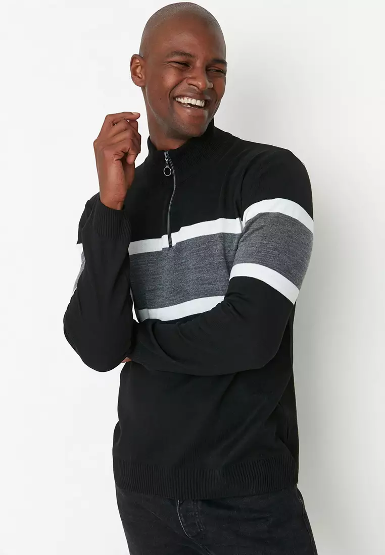 Slim Fit Half Turtleneck Zipper Sweater