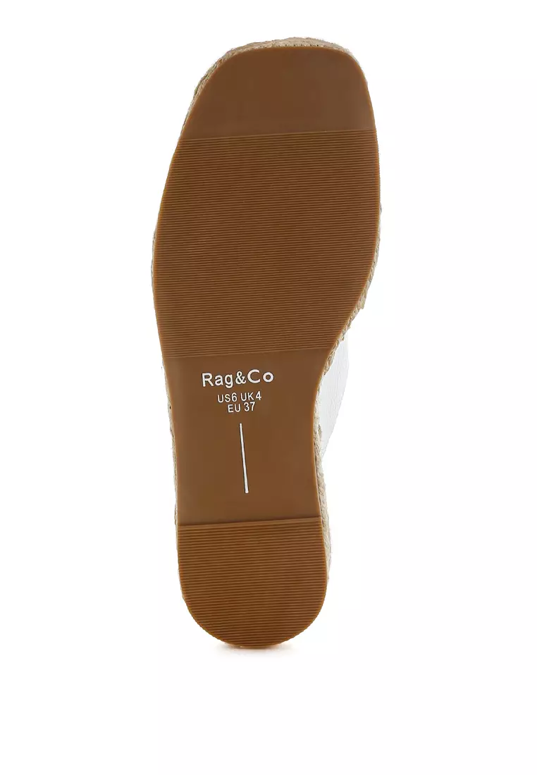 Sepatu Espadrilles Ujung Persegi Kulit Asli Lembut Warna Putih