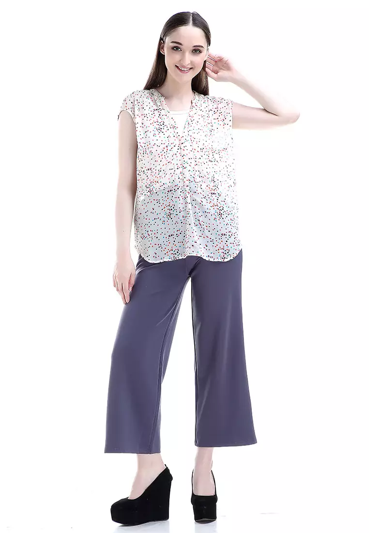 Beatrice Blouse Sleeveless Atasan Wanita Casual Quality Premium - Putih