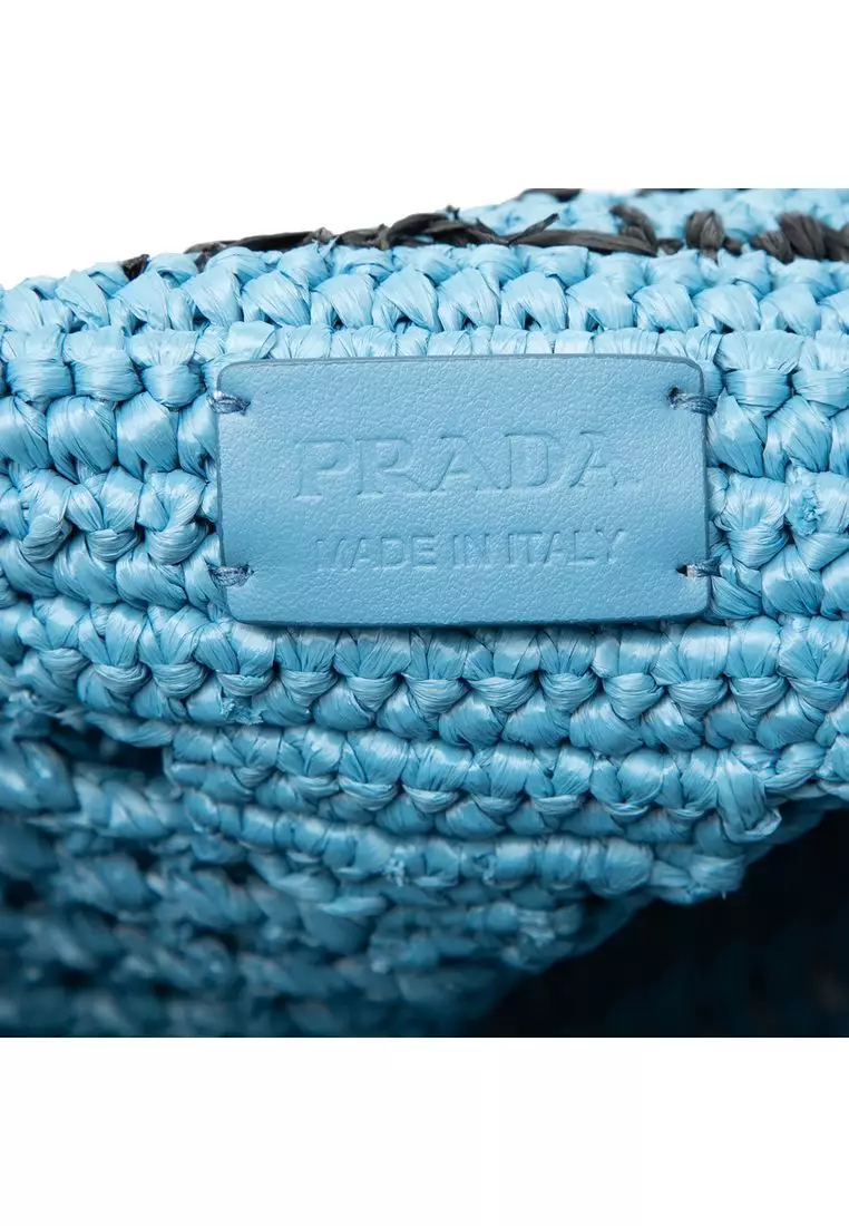 Buy Prada Pre-Loved Prada Raffia Effect Crochet Logo Embroidered ...