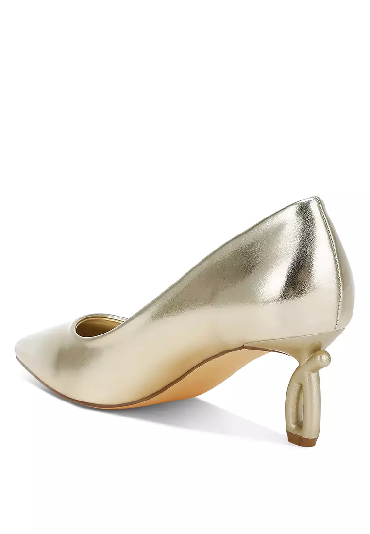 Metallic Fantasy Heel Pumps in Gold