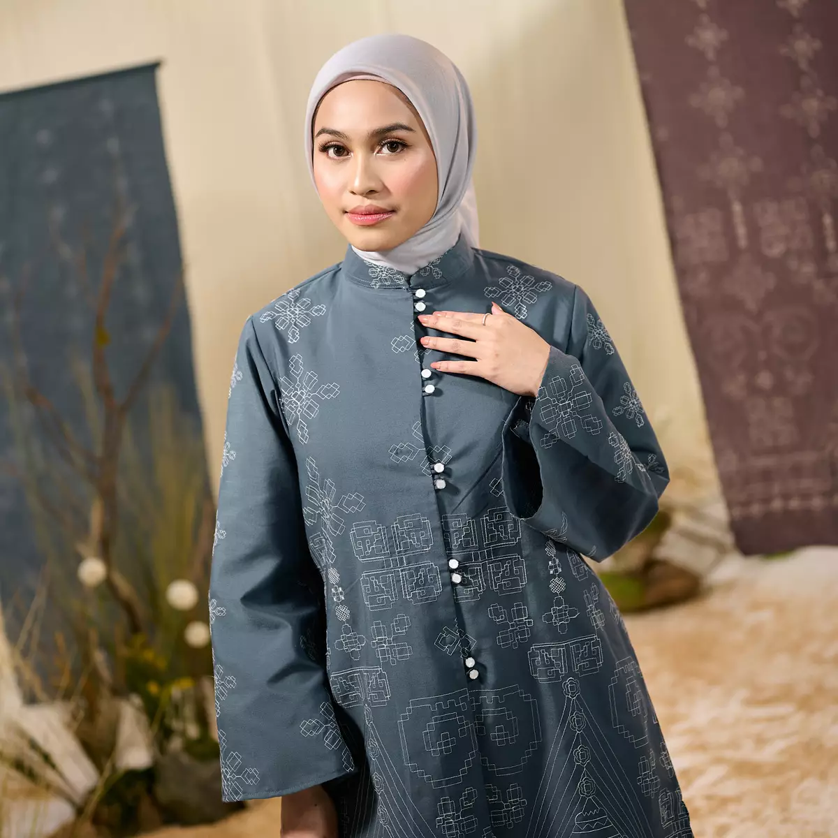 [Raya Collection] ZM Zaskia Mecca - Belani Tunik Wanita Dark Grey - Jejak Teduh Ruma - Koleksi Ramadhan Series