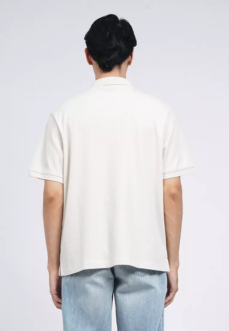 Short Sleeve Waffle Polo Shirt