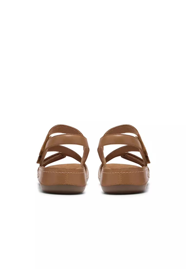 Womens Cecily Mix Flat Sandals - Beige Combi