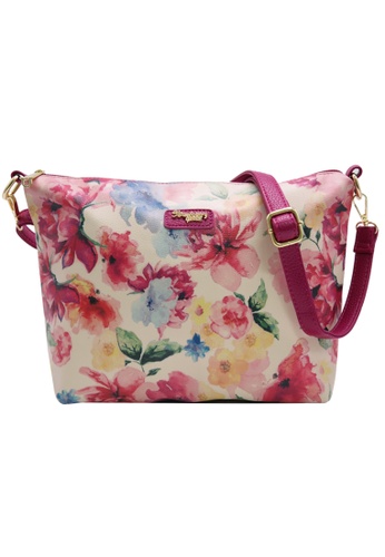 STRAWBERRY QUEEN 紅色 and 多色 Strawberry Queen Flamingo Sling Bag (Floral A, Maroon) F319EAC16F11AFGS_1