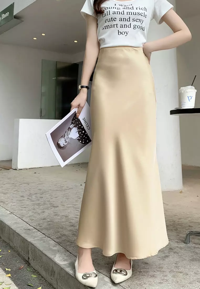 Draped Satin Fishtail Skirt‌ AF9902