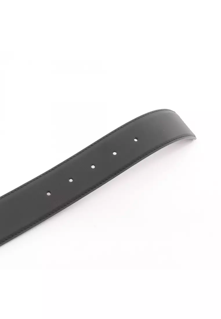 Pre-Loved Louis Vuitton LV Dynasty 40MM reversible belt leather black Brown gold hardware