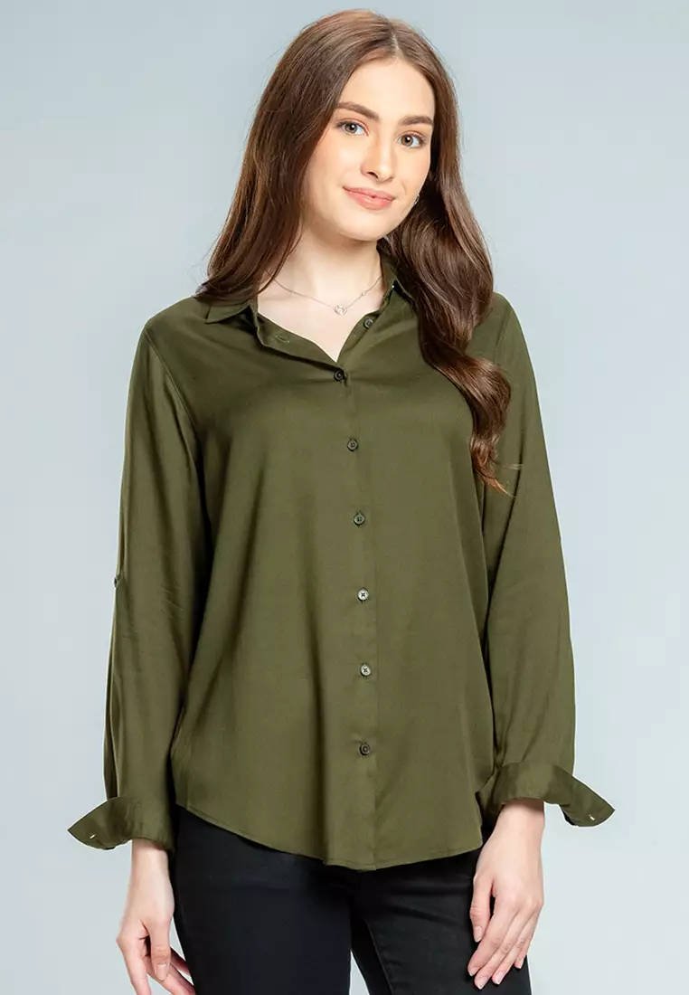C2 Goksan Green Kemeja Casual Wanita