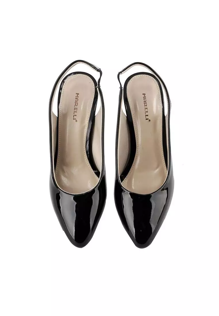 Dion Sepatu Sandal  Wanita Sling Back - Black patent