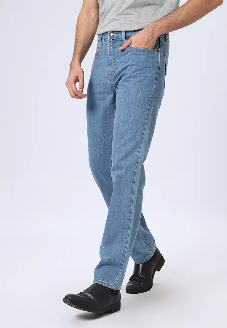 801 Reguler Fit Slub Jeans Vintage Indigo - Celana Panjang Denim Pria