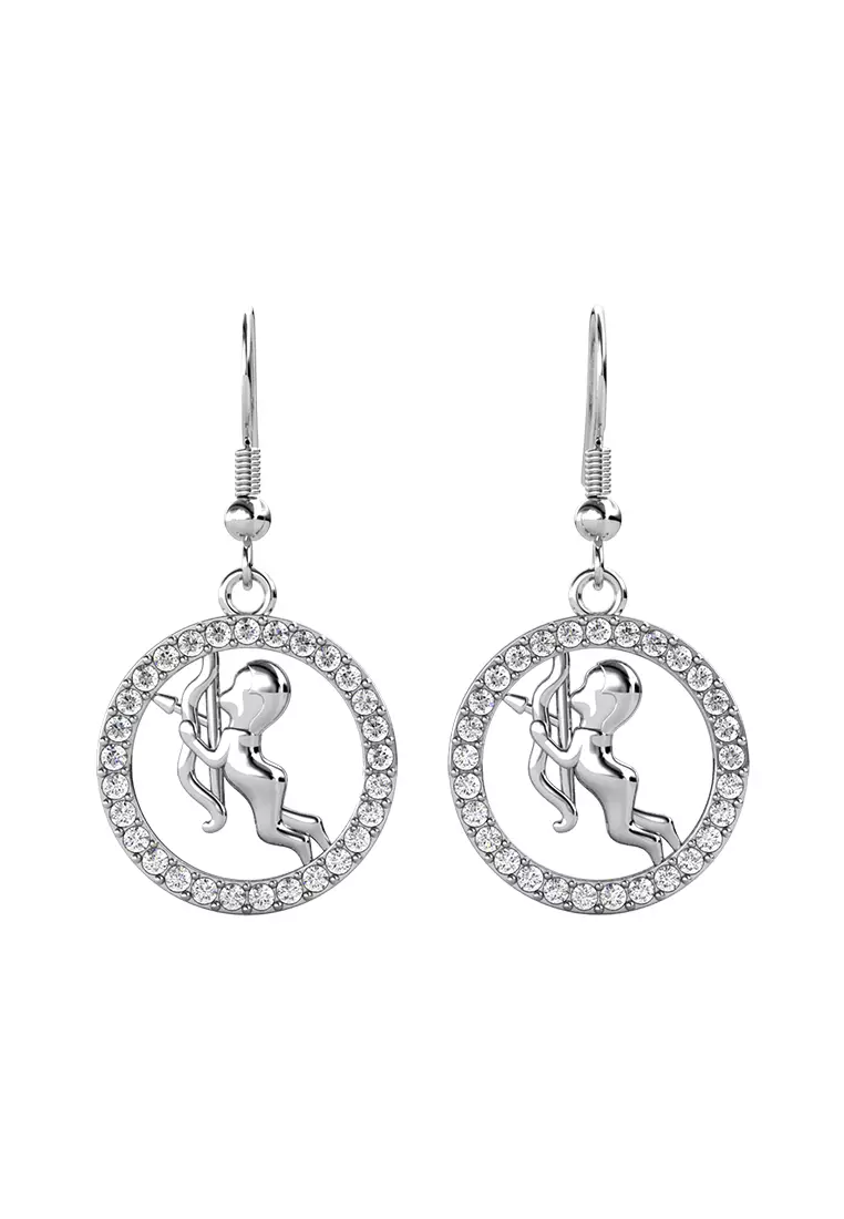 Horoscope Circlet Hook Earring SAGITARIUS WG  - Anting Crystal Swarovski by Her Jewellery
