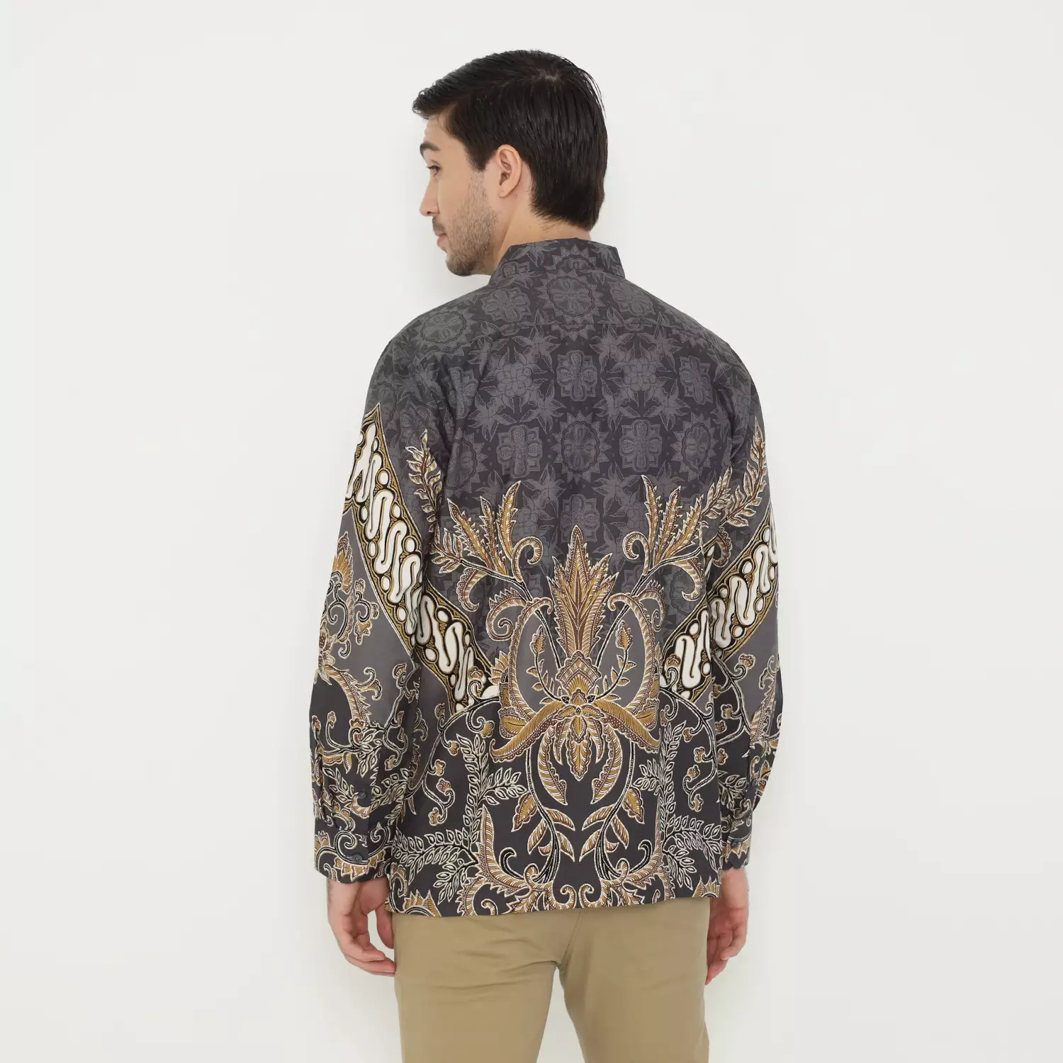 Platini Kemeja Batik Pria Lengan Panjang Katun Grey 36054.46