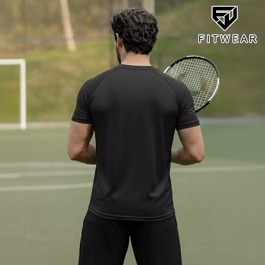 Fitwear - Kaos Olahraga Dryfit Running Pria KEVIN MOISTURE-WICKING  - BLACK