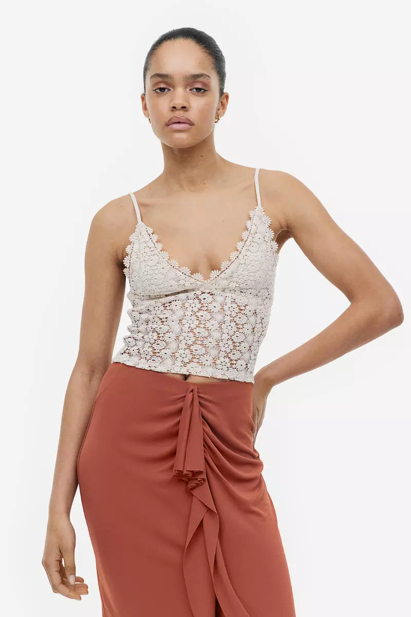 H&m red lace top discount