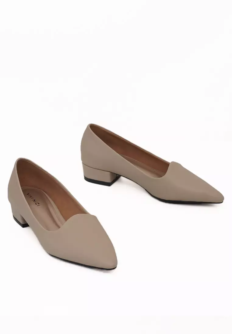 VIVI NICI - Danielle Sepatu Kerja Wanita Pantofel Hak 3 Cm Cannoli Cream