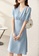OUNIXUE blue Elegant V-Neck Solid Color Dress C887FAA4FE89F7GS_5