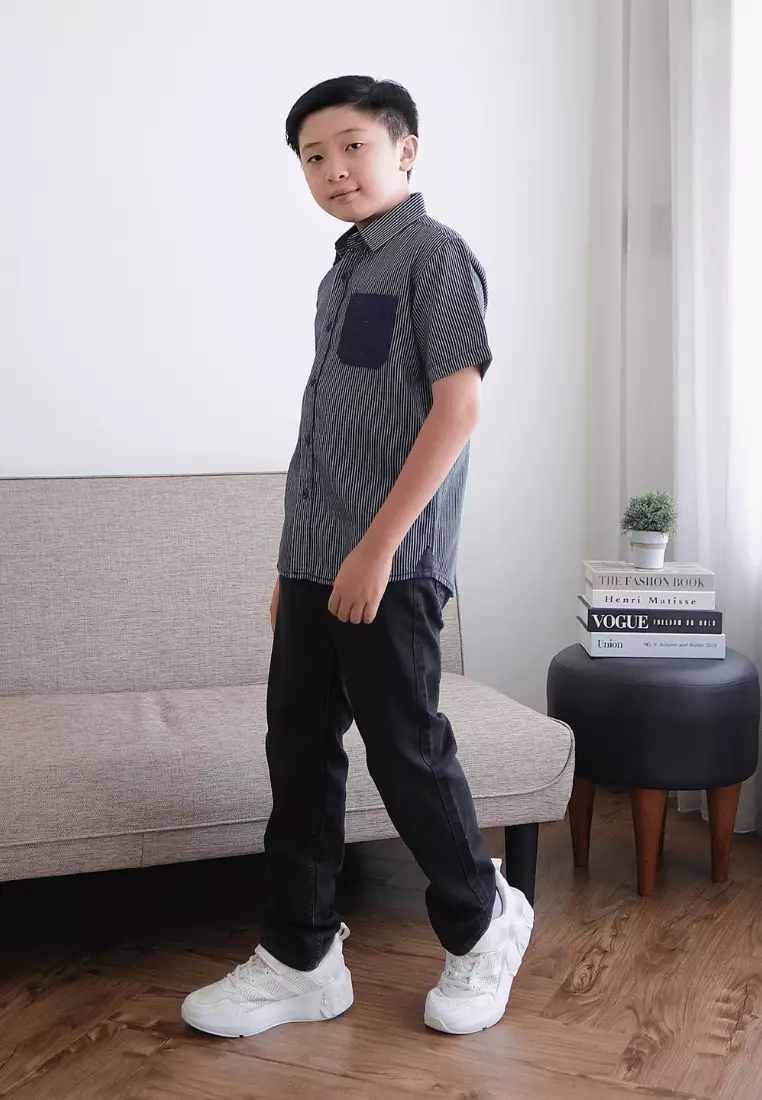 POLICE Kemeja Salur Cotton Anak Laki Laki