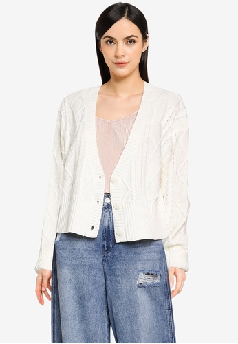 MISSGUIDED white Cable Knitted Cardigan 895A4AADB3CEB8GS_1