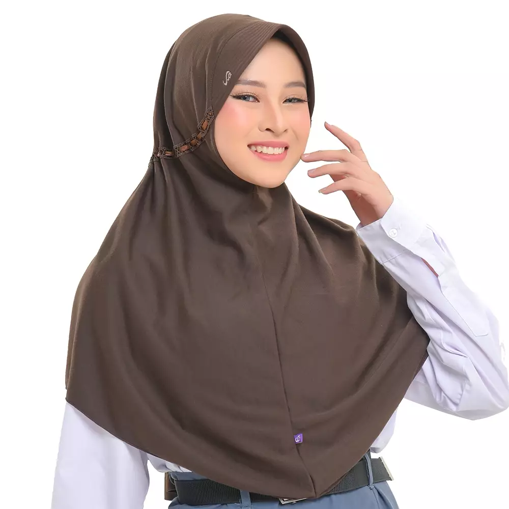 Rabbani - Kerudung Sekolah Instan Innova - Brown M (New)