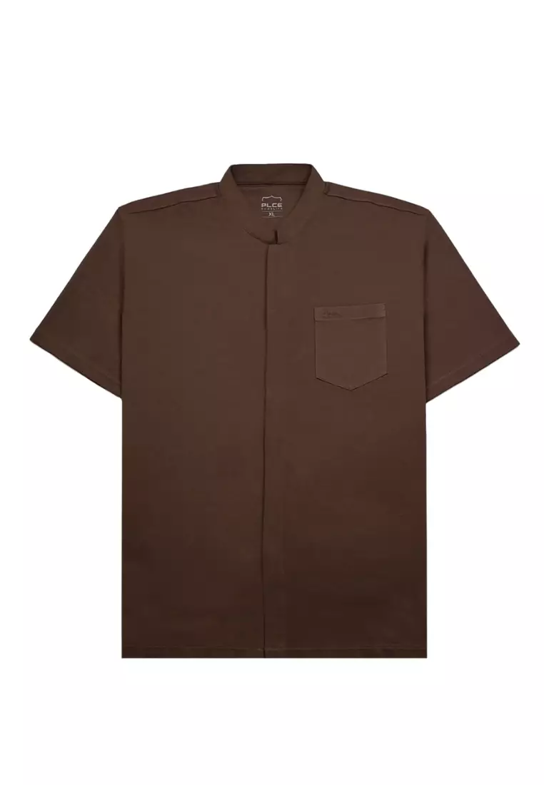 POLICE Kemeja Koko Polos Spandex Slub Premium Regular Fit Pria