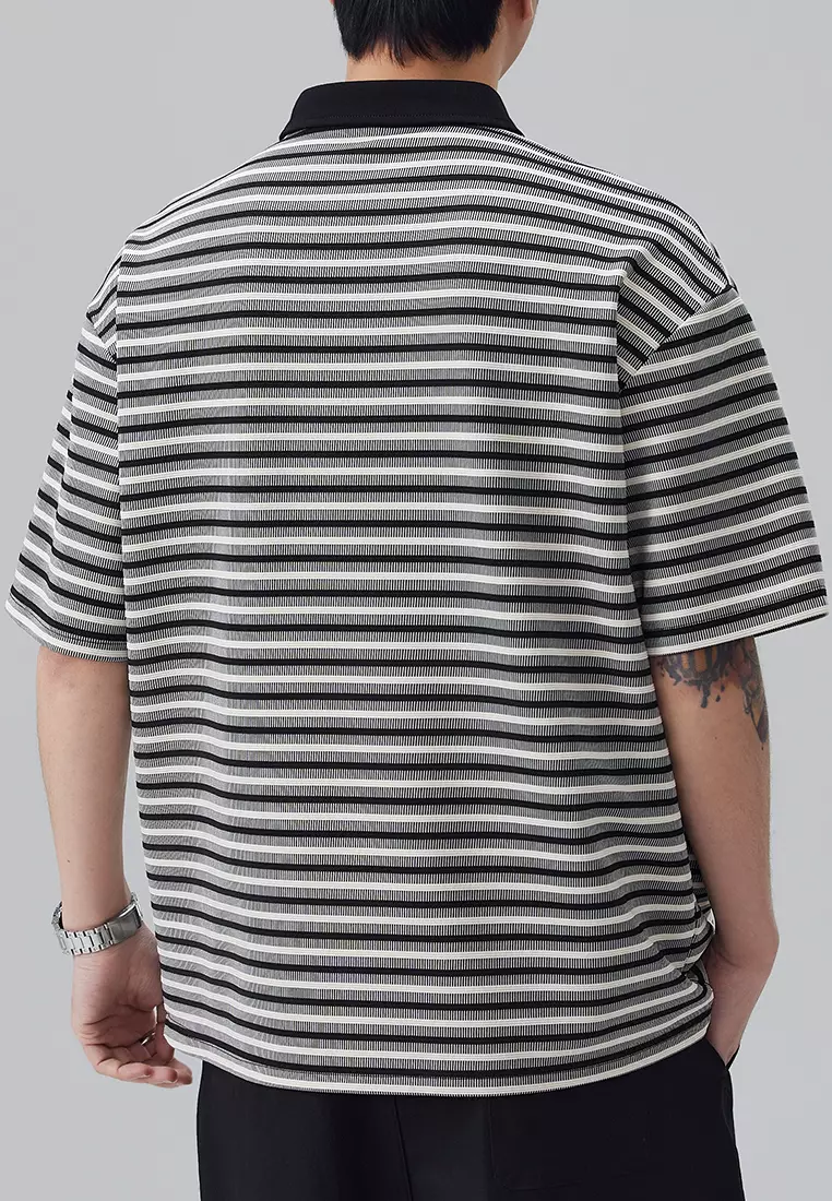 Vintage Striped Short Sleeve Polo Shirt AY-D5901