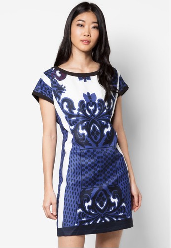 抽像印花顯zalora時尚購物網的koumi koumi瘦連身裙, 服飾, 洋裝